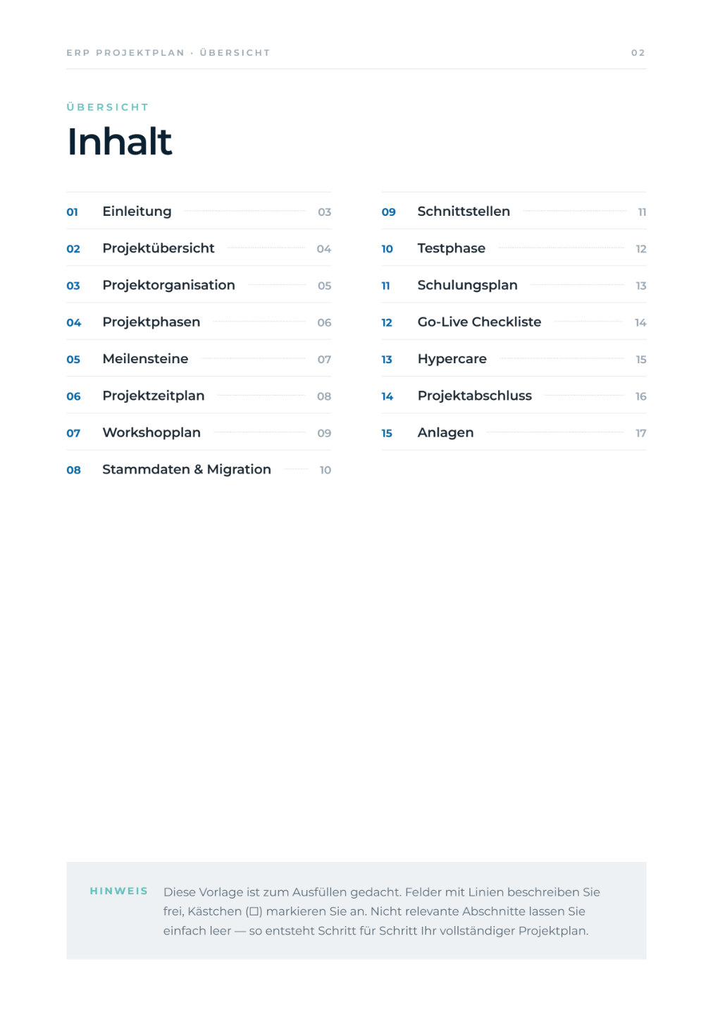 ERP-Projektplan – Vorschau Seite 2