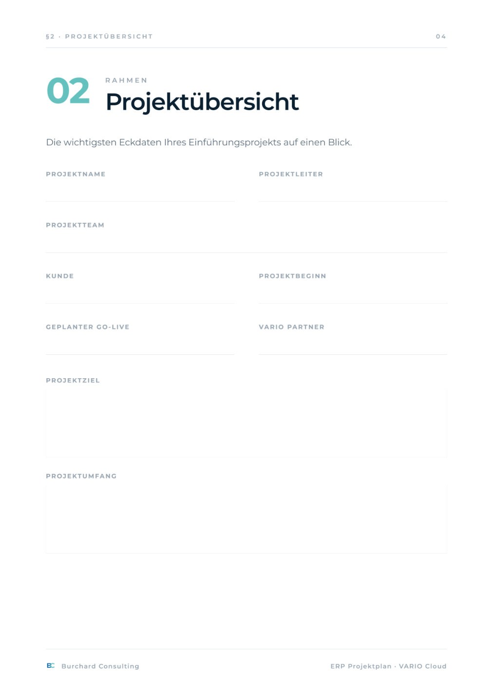 ERP-Projektplan – Vorschau Seite 4